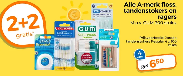 Aanbieding: A-merk floss, tandenstokers en ragers