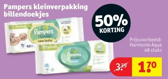 Aanbieding: Pampers kleinverpakking billendoekjes