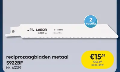 Promotie: reciprozaagbladen metaal S922BF
