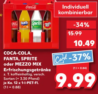 Aanbieding: Coca-Cola, Fanta, Sprite oder Mezzo Mix