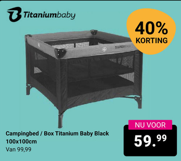 Aanbieding: Campingbed / Box Titanium Baby Black 100x100cm