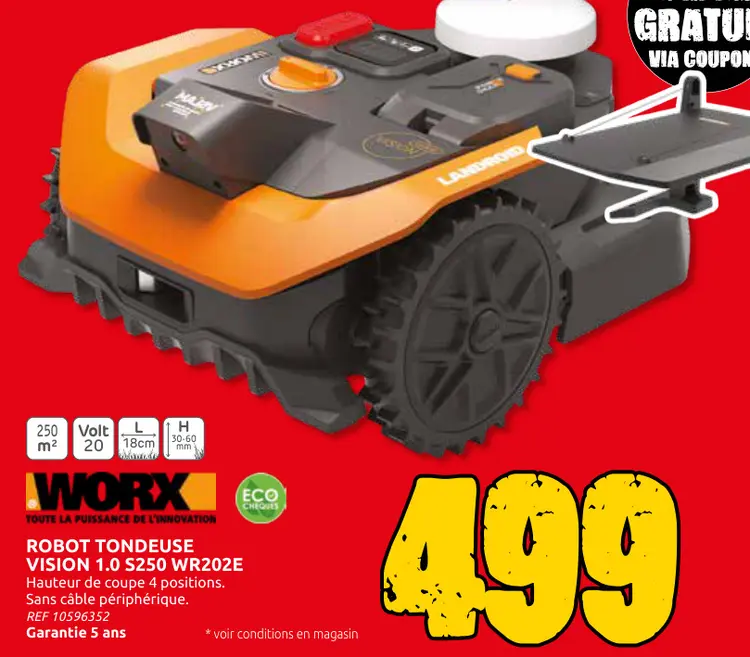 Offre: Robot tondeuse vision 1.0 s250 wr202e
