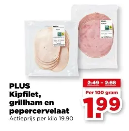 Aanbieding: Kipfilet, grillham en pepercervelaat
