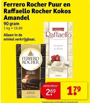 Promotie: Ferrero Rocher Puur en Raffaello Rocher Kokos Amandel