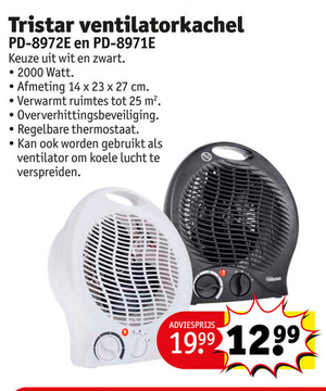 Aanbieding: Tristar ventilatorkachel PD-8972E en PD-8971E