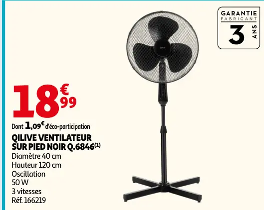 Promotie: Ventilateur sur pied noir q.6846