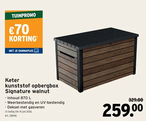 Promotie: Keter kunststof opbergbox Signature walnut
