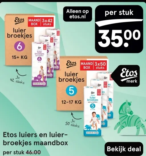 Aanbieding: Etos luiers en luierbroekjes maandbox