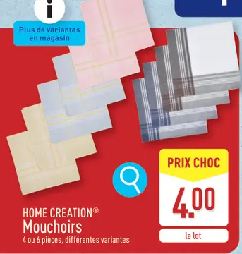 Offre: HOME CREATION® Mouchoirs