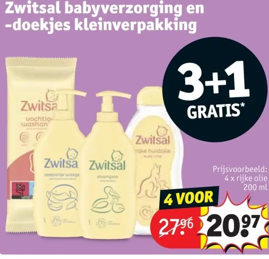Promotie: Zwitsal babyverzorging en -doekjes kleinverpakking