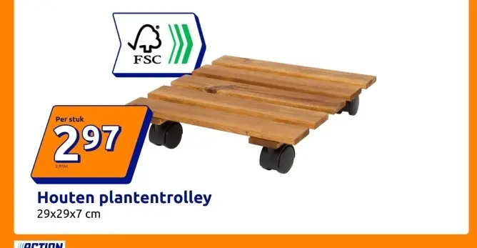 Promotie: Houten plantentrolley
