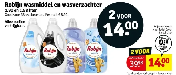 Aanbieding: Robijn wasmiddel en wasverzachter