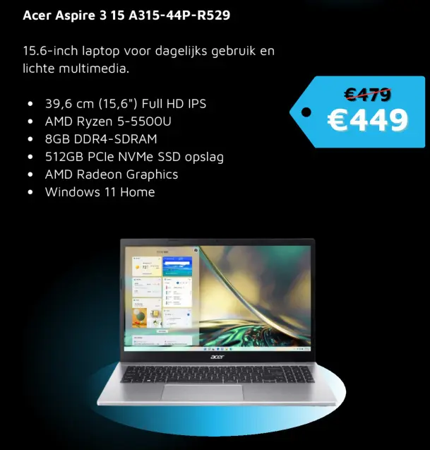 Aanbieding: Acer Aspire 3 15 A315-44P-R529