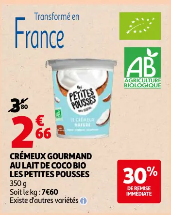 Promotie: Crémeux gourmand au lait de coco bio