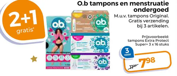 Aanbieding: tampons en menstruatie ondergoed