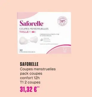 Offre: Saforelle Coupes Menstruelles Pack Confort 12h T1 2 Coupes