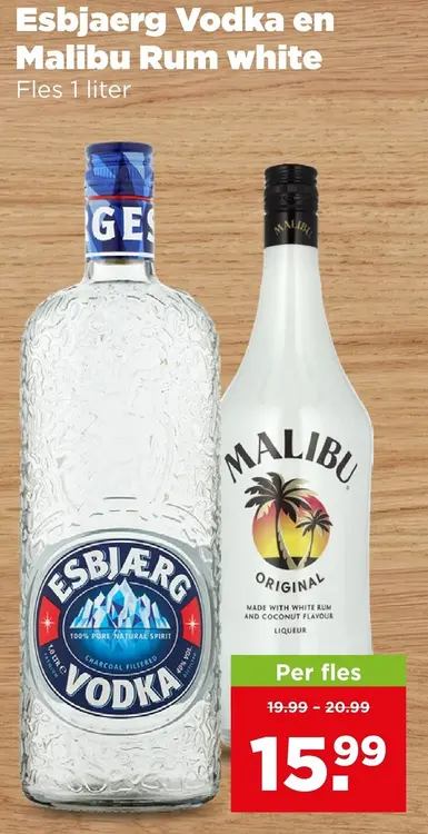 Aanbieding: Esbjærg vodka en Malibu Rum white
