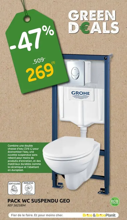 Offre: Pack wc suspendu geo