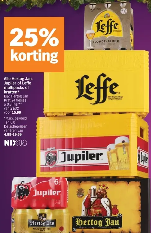 Aanbieding: Hertog Jan, Jupiler of Leffe multipacks of kratten