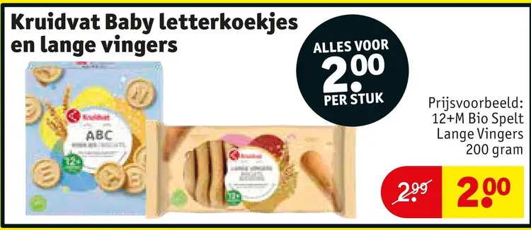 Aanbieding: Baby letterkoekjes en lange vingers