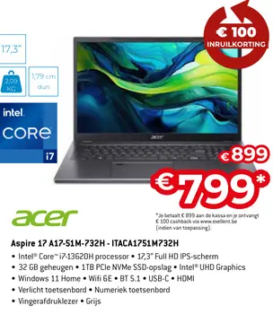 Aanbieding: Aspire 17 A17-51M-732H - ITACA1751M732H