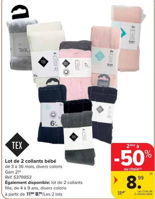 Offre: Lot de 2 collants bébé