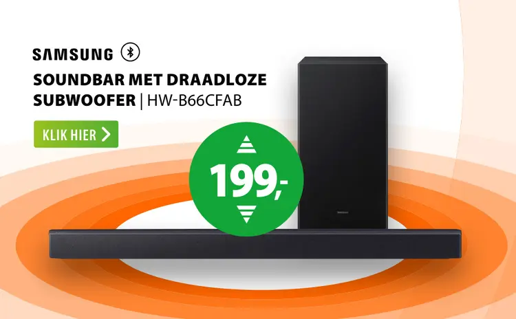 Aanbieding: Soundbar met draadloze subwoofer | hw-b66cfab
