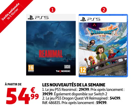Promotie: Le jeu PS5 Reanimal ou Dragon Quest VII Reimagined