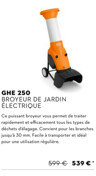 Offre: STIHL GHE 250 BROYEUR DE JARDIN ÉLECTRIQUE