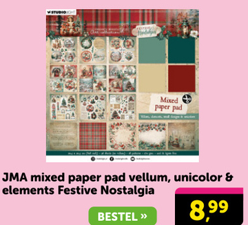 Aanbieding: JMA mixed paper pad vellum, unicolor & elements Festive Nostalgia