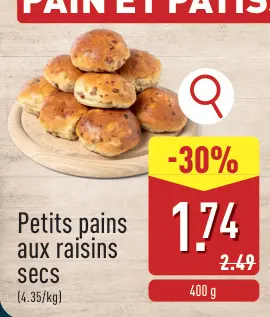 Offre: Petits pains aux raisins secs