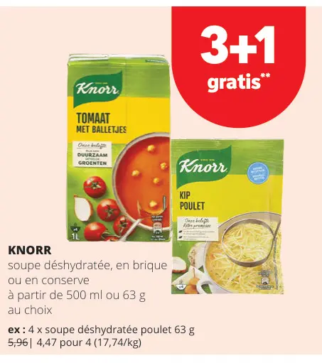 Offre: Soupe déshydratée, en brique ou en conserve