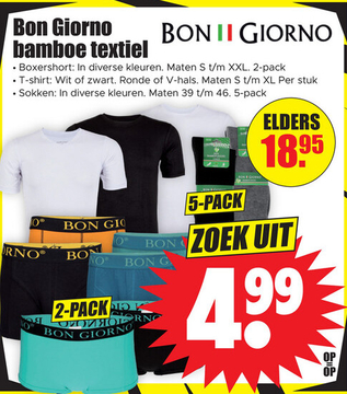 Aanbieding: Bon Giorno bamboe textiel Boxershort