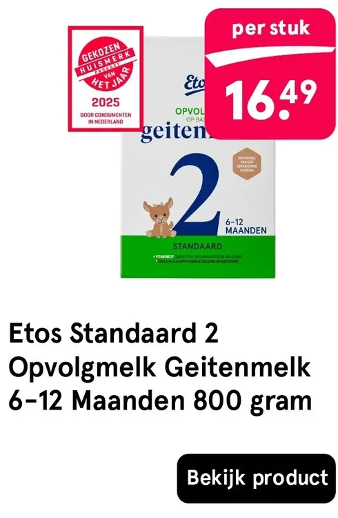 Aanbieding: Standaard 2 Opvolgmelk Geitenmelk 6-12 Maanden