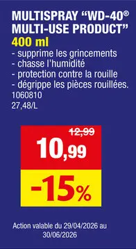 Offre: WD-40 Smart Straw multispray 400ml