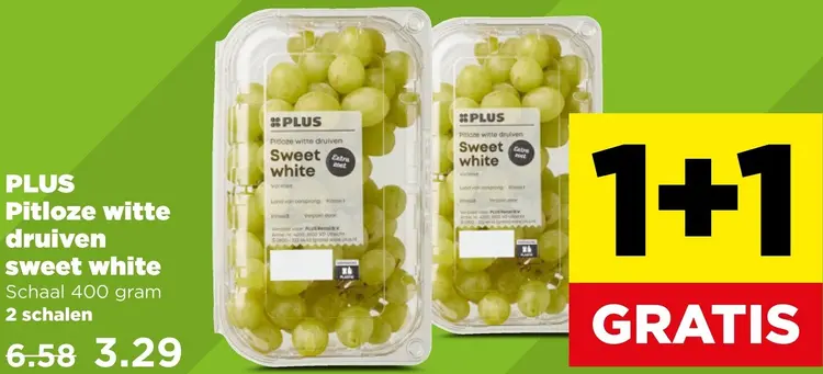 Aanbieding: PLUS Pitloze witte druiven sweet white