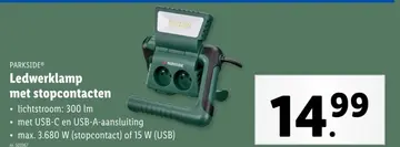 Aanbieding: Ledwerklamp met stopcontacten