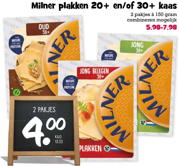Aanbieding: Milner plakken 20+ en/of 30+ kaas