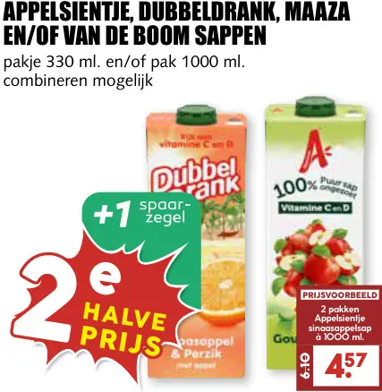 Aanbieding: Appelsientje, Dubbeldrank, Maaza en/of Van de Boom sappen