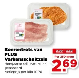 Aanbieding: Boerentrots van PLUS Varkensschnitzels