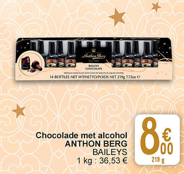 Aanbieding: Chocolade met alcohol ANTHON BERG BAILEYS