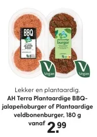 Aanbieding: AH Terra Plantaardige BBQ-jalapeñoburger