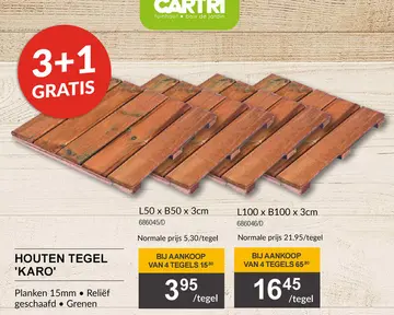 Aanbieding: Houten tegel 'karo'