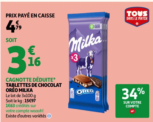 Promotie: Tablettes de chocolat oréo