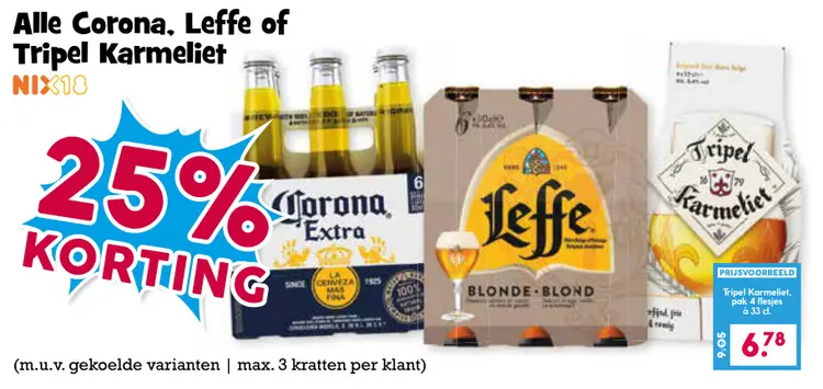Aanbieding: Corona, Leffe of Tripel Karmeliet