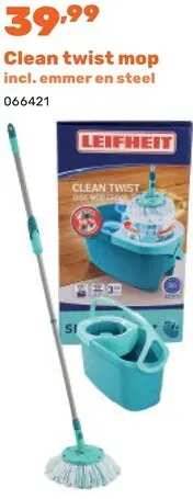 Promotie: Clean twist mop incl. emmer en steel