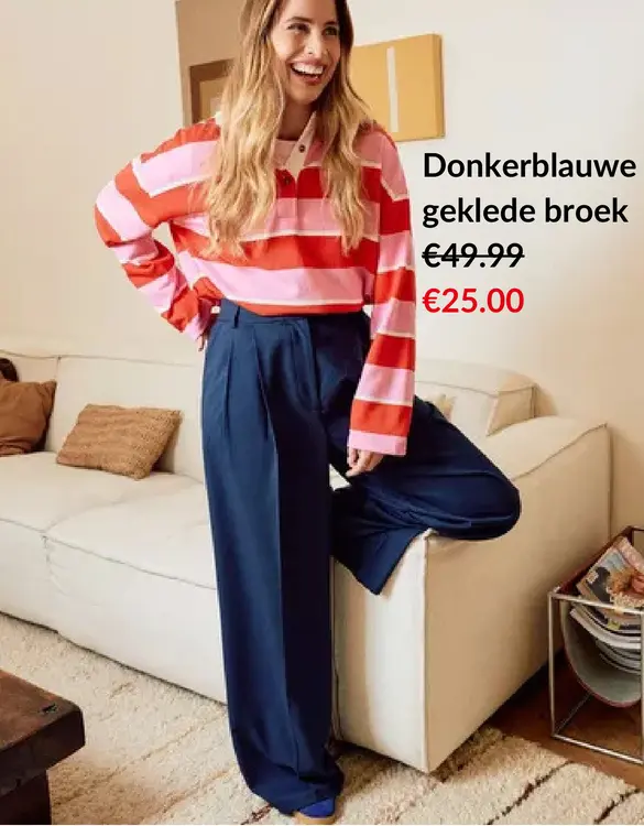 Promotie: Donkerblauwe geklede broek