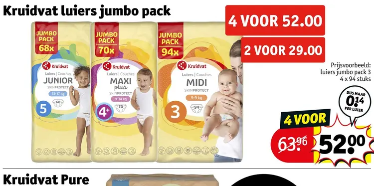 Aanbieding: Kruidvat luiers jumbo pack