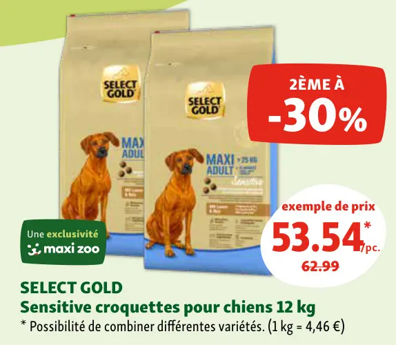 Offre: Select Gold croquettes pour chiens