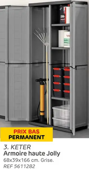 Offre: Armoire haute keter jolly 68x39x166 cm gris